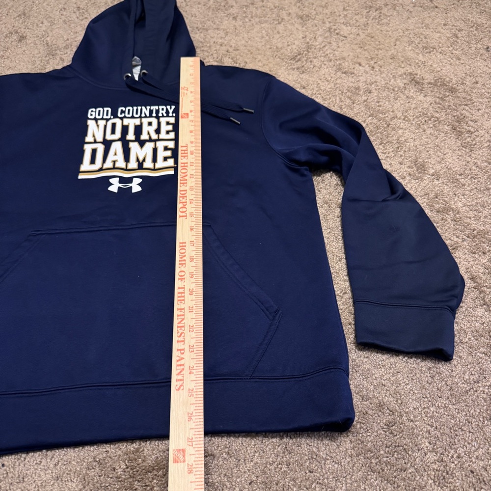 Notre Dame Under Armour Hoodie Mens Medium Blue Loose Pullover Long Sleeve NCAA - Picture 7 of 9